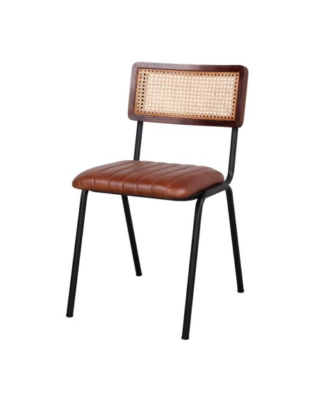 Silla VANCOUVER, Metal / Piel Sintética / Ratán Natural. Vackart