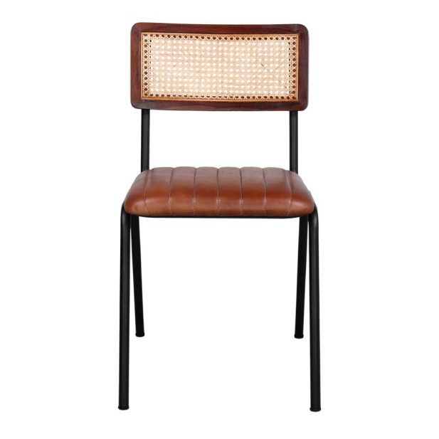 Silla VANCOUVER, Metal / Piel Sintética / Ratán Natural. Vackart