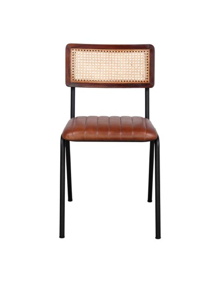 Silla VANCOUVER, Metal / Piel Sintética / Ratán Natural. Vackart