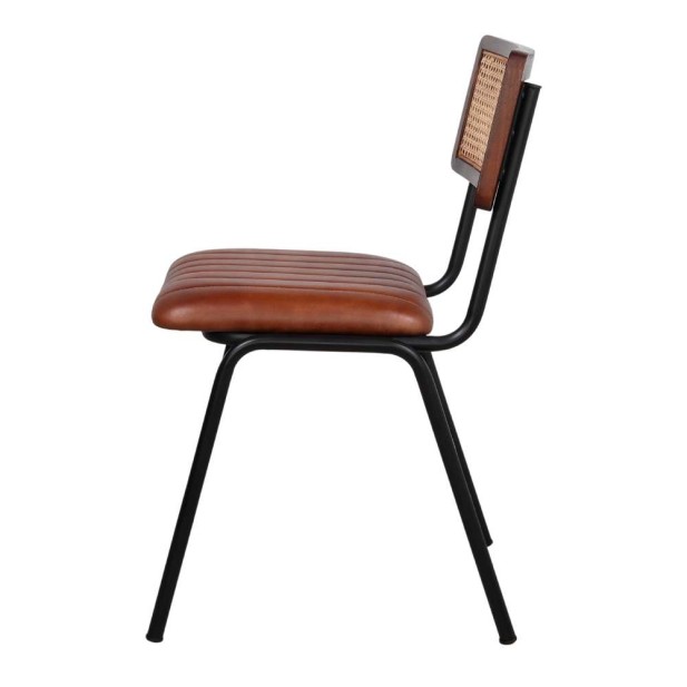 Silla VANCOUVER, Metal / Piel Sintética / Ratán Natural. Vackart