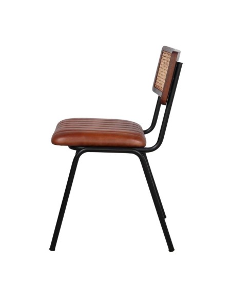 Silla VANCOUVER, Metal / Piel Sintética / Ratán Natural. Vackart