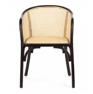 Silla con Brazos TRENDY, Madera Negra / Ratán Natural. Vackart 2