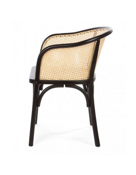 Silla con Brazos TRENDY, Madera Negra / Ratán Natural. Vackart