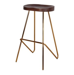 Taburete QUINCY ORO 78 cm Alto, Madera Tropical / Metal - Vackart. Los más exclusivos taburetes de diseño nórdico en Vackart, tu tienda diseño online.