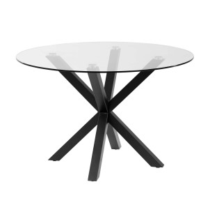 Mesa FULL ARGO Ø119 cm de Comedor, Cristal / Metal Negro - Vackart. La más novedosa y exclusiva selección de mesas de diseño, sólo en Vackart tu tienda de diseño online.