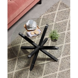 Mesa de Centro FULL ARGO Ø82 cm, Cristal / Metal Negro - Kave Home. Vackart 2