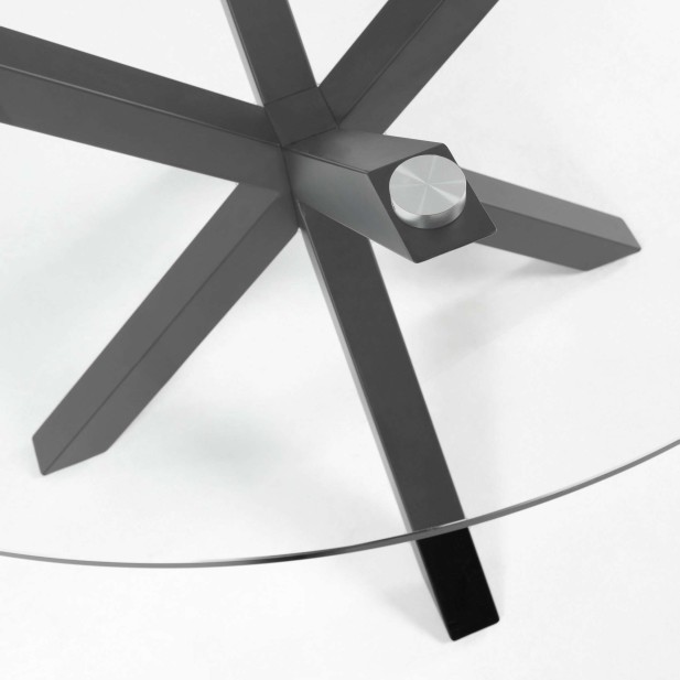 Mesa de Centro FULL ARGO Ø82 cm, Cristal / Metal Negro - Kave Home. Vackart