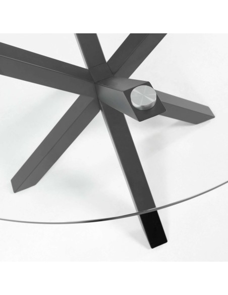 Mesa de Centro FULL ARGO Ø82 cm, Cristal / Metal Negro - Kave Home. Vackart