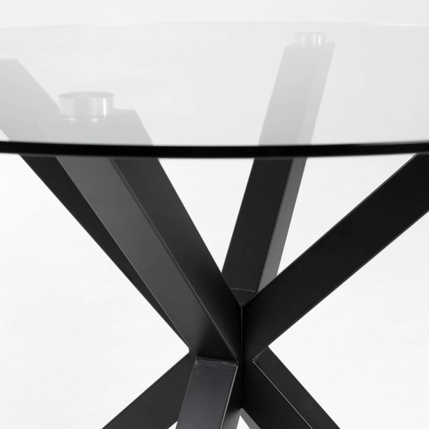 Mesa de Centro FULL ARGO Ø82 cm, Cristal / Metal Negro - Kave Home. Vackart