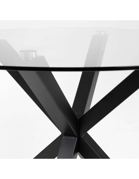Mesa de Centro FULL ARGO Ø82 cm, Cristal / Metal Negro - Kave Home. Vackart