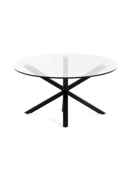 Mesa de Centro FULL ARGO Ø82 cm, Cristal / Metal Negro - Kave Home. Vackart