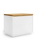 Mesita de noche ABILEN chapa roble/lacado blanco 53,5 x 44 cm - Kave Home