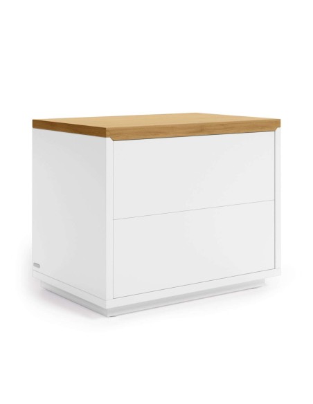 Mesita de noche ABILEN chapa roble/lacado blanco; Vackart. AA7773L05