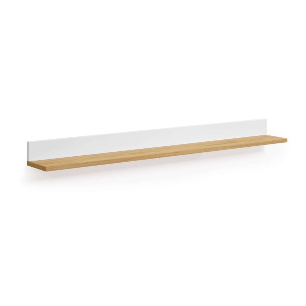 Estante ABILEN chapa roble/lacado blanco 120 x 9 cm - Kave Home