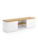 Mueble TV ABILEN chapa roble/lacado blanco 150 x 44 cm - Kave Home