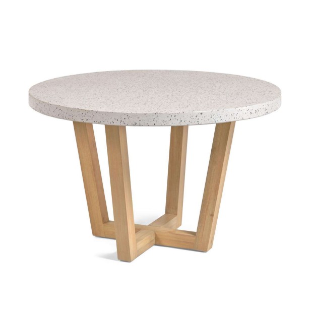 Mesa SHANELLE terrazo blanco/ acacia Ø 120 cm  - Kave Home