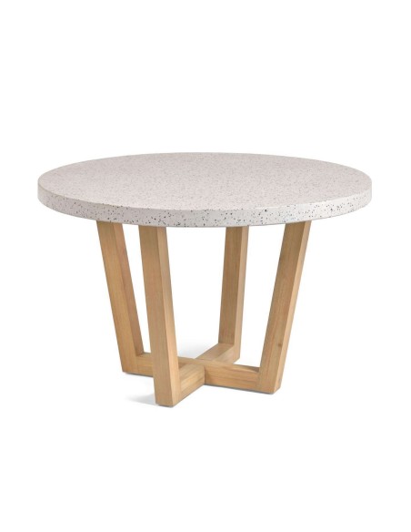 Mesa SHANELLE terrazo blanco/ acacia Ø 120 cm - Kave Home