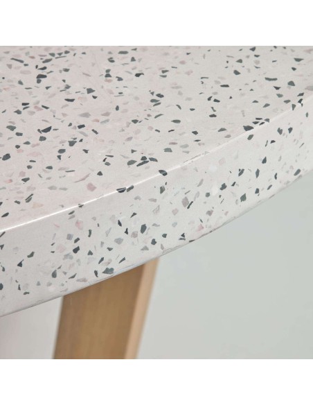 Mesa SHANELLE terrazo blanco/ acacia Ø 120 cm - Kave Home