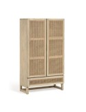 Armario REXIT madera maciza/chapa mindi con ratán 90 x 160 cm - Kave Home