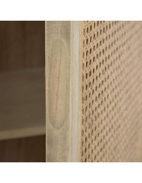 Armario REXIT madera maciza/chapa mindi con ratán 90 x 160 cm - Kave Home
