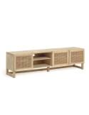 Mueble TV REXIT madera maciza/chapa mindi con ratán 180 x 50 cm - Kave Home