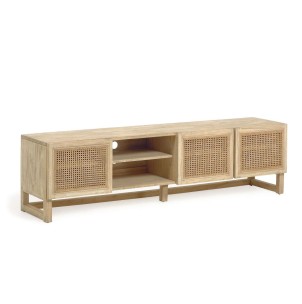 Mueble TV REXIT madera maciza/chapa mindi con ratán 180 x 50 cm; Vackart. CC2249FN46. Vackart, tu tienda de diseño