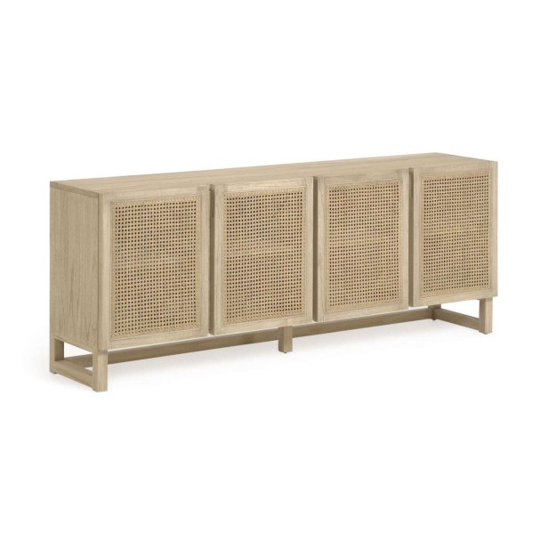 Aparador REXIT madera maciza/chapa mindi con ratán 180 x 70 cm - Kave Home