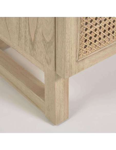 Aparador REXIT madera maciza/chapa mindi con ratán 180 x 70 cm - Kave Home