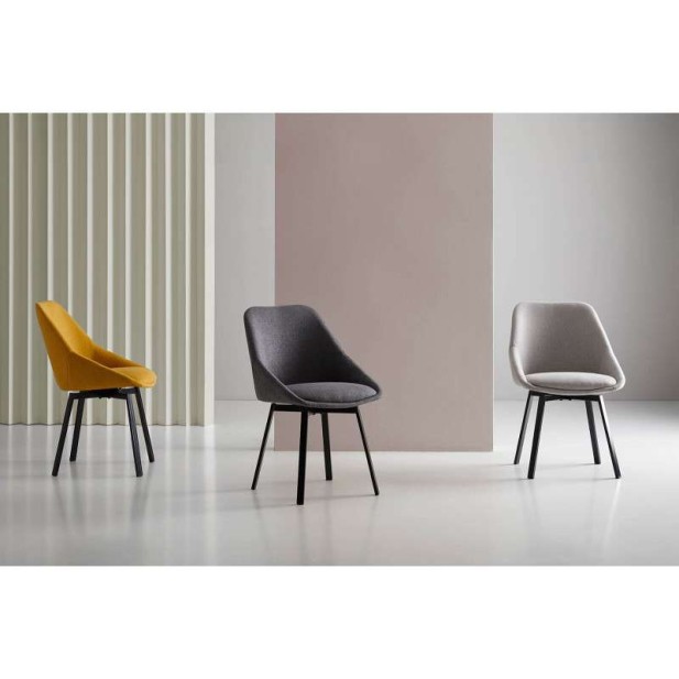 Silla Giratoria ORLOVA, Textil Gris Claro / Metal. Vackart