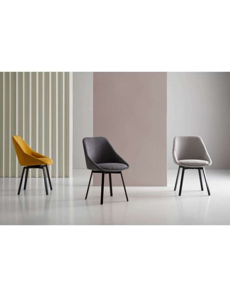 Silla Giratoria ORLOVA, Textil Gris Claro / Metal. Vackart