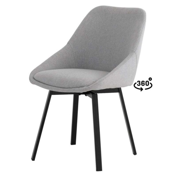 Silla Giratoria ORLOVA, Textil Gris Claro / Metal. Vackart