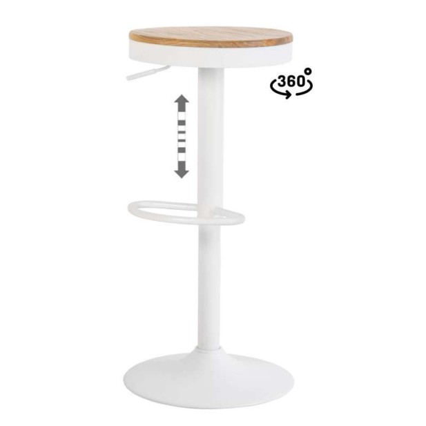 Taburete Alto NØJAG 80 cm, Metal Blanco / Madera Natural. Vackart Taburete Alto NØJAG 80 cm, Metal Blanco / Madera Natural. Vackart