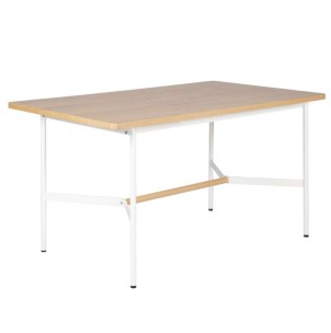 Mesa VIDUM 140x80 cm de Comedor, Chapa Roble / Metal Blanco - Vackart. Las originales y exclusivas mesas de diseño nórdico en Vackart, tu tienda de diseño online.