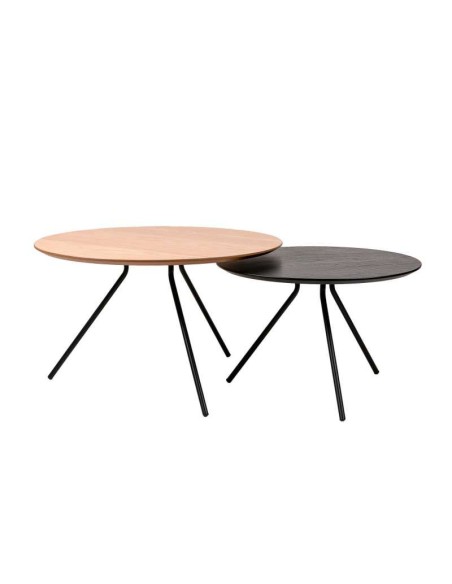 Mesa de Centro MÅNEDD Ø75 cm, Chapa Roble / Metal. Vackart