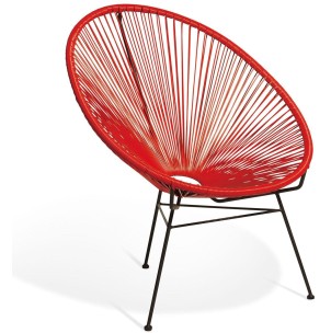 Elegante silla de diseño Acapulco roja, ideal para interior y exterior, famosa silla icono del diseño de gran comodidad y mucha personalidad