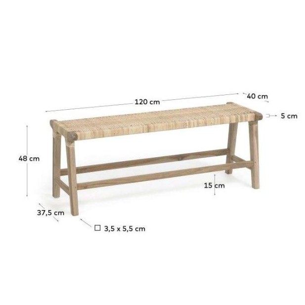 Banco BEIDA madera maciza teca 120 cm - Kave Home Banco BEIDA madera maciza teca 120 cm - Kave Home