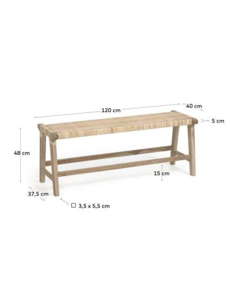 Banco BEIDA madera maciza teca 120 cm - Kave Home