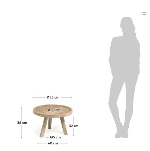 Mesa de centro redonda Glenda madera maciza teca Ø 55 cm - Kave Home 2