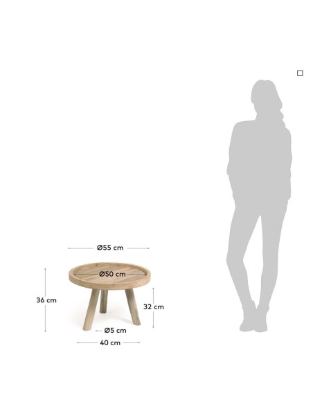 Mesa de centro redonda Glenda madera maciza teca Ø 55 cm - Kave Home
