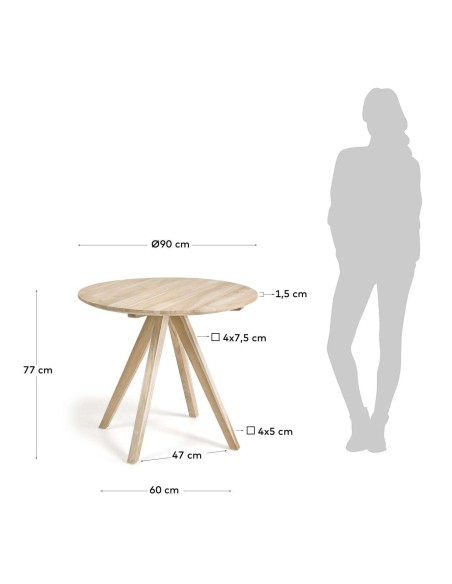 Mesa redonda MAIAL madera maciza teca Ø 90 cm - Kave Home