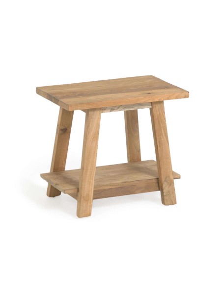 Reposapiés SAFARA madera maciza teca reciclada 50 x 32 cm - Kave Home