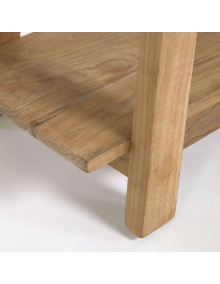 Reposapiés SAFARA madera maciza teca reciclada 50 x 32 cm - Kave Home