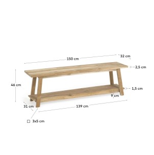 Banco SAFARA madera maciza teca reciclada 150 cm - Kave Home 2