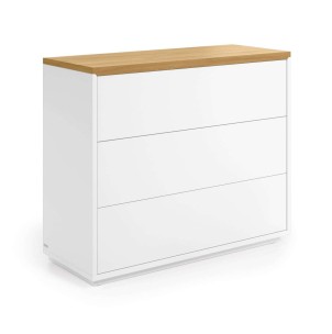 Cómoda ABILEN 3 cajones chapa roble/lacado blanco 90 x 75 cm; Vackart. CC2059L05. Vackart, tu tienda de diseño