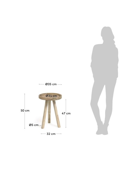 Mesa auxiliar GLENDA  Ø 35 cm madera maciza teca - Kave Home