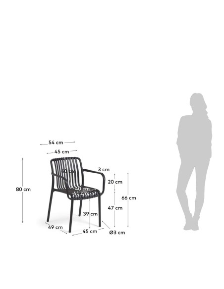 Silla con Brazos ISABELLINI, Plástico Negro - Kave Home. Vackart
