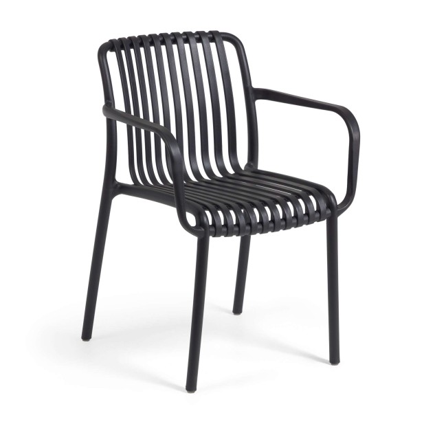 Silla con Brazos ISABELLINI, Plástico Negro - Kave Home. Vackart