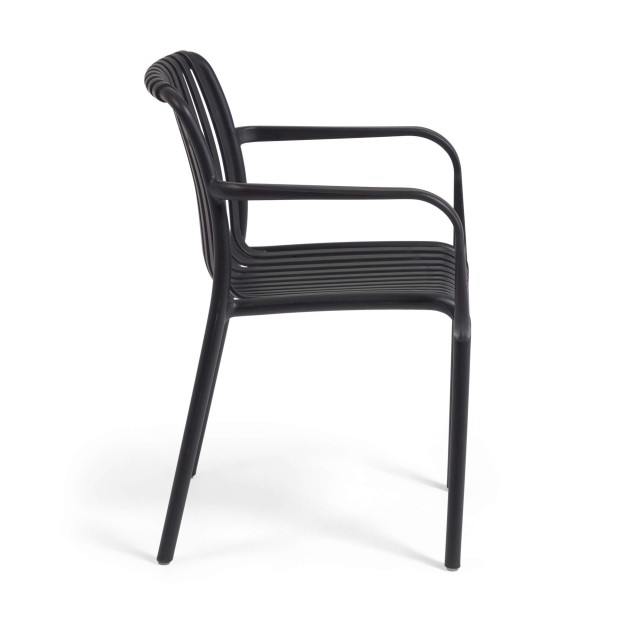 Silla con Brazos ISABELLINI, Plástico Negro - Kave Home. Vackart