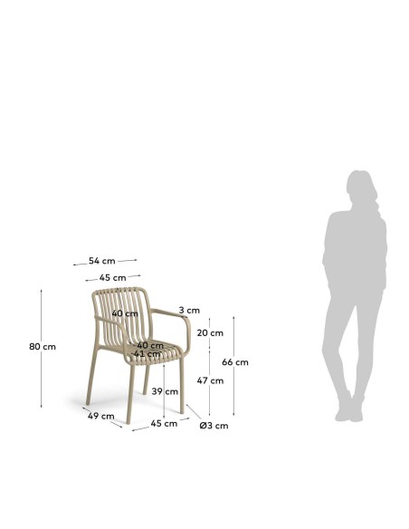Silla con Brazos ISABELLINI, Plástico Beige - Kave Home. Vackart