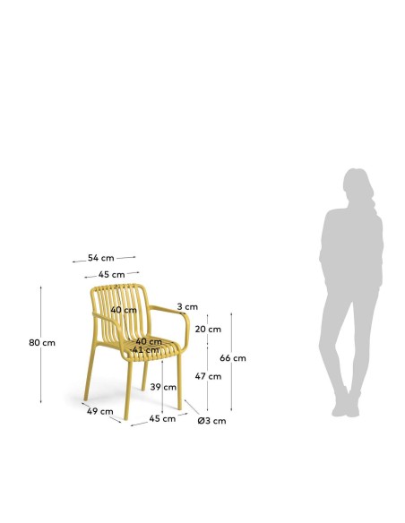 Silla con Brazos ISABELLINI, Plástico Amarillo - Kave Home. Vackart